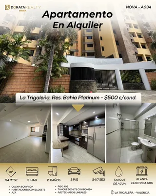 Apartamento en Residencias Bahia Platinum, Urb. Trigaleña Alta