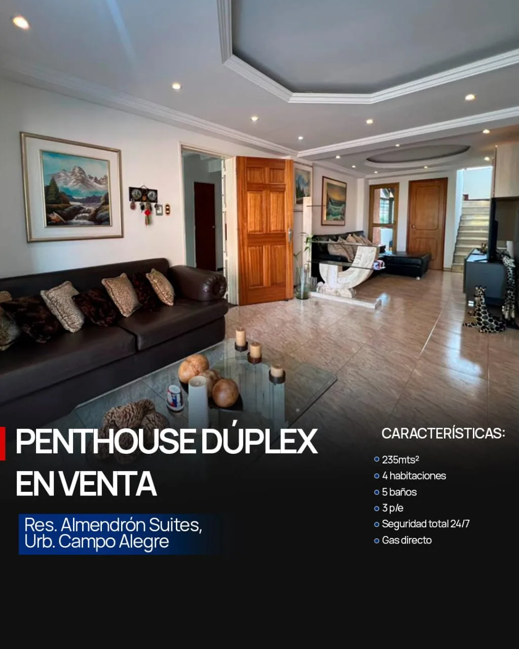 Apartamento en Venta en El Almendrón Suites, Campo Alegre — 4 hab 235m² — USD 155,000
