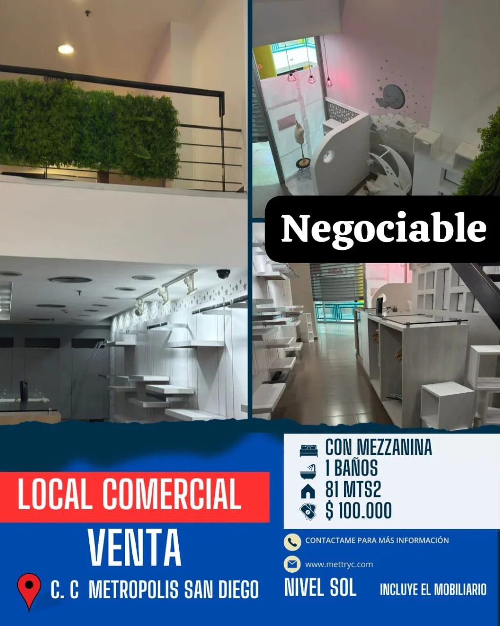Local en Venta en C.C Metropolis San Diego 81m² — USD 100,000