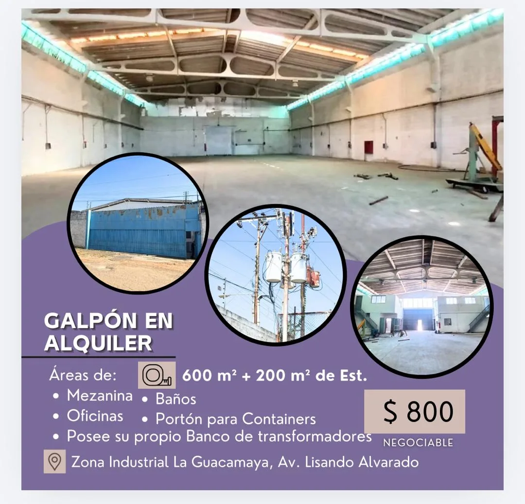 Galpón en Alquiler en Zona Industrial La Guacamaya, Av. Lisandro Alvarado 600m² — USD 800