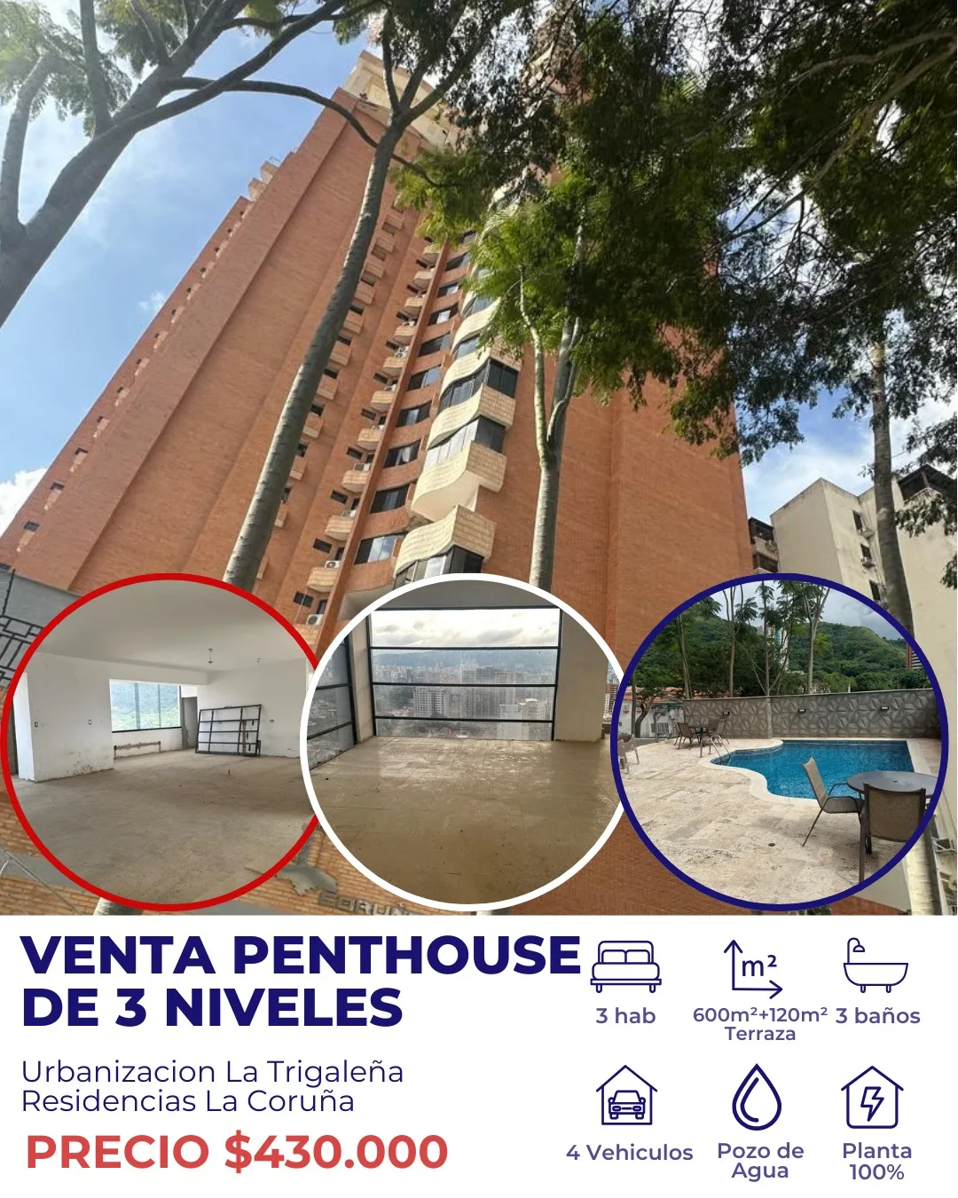 Penthouse en Venta en La Trigaleña — 3 hab 720m² — USD 430,000