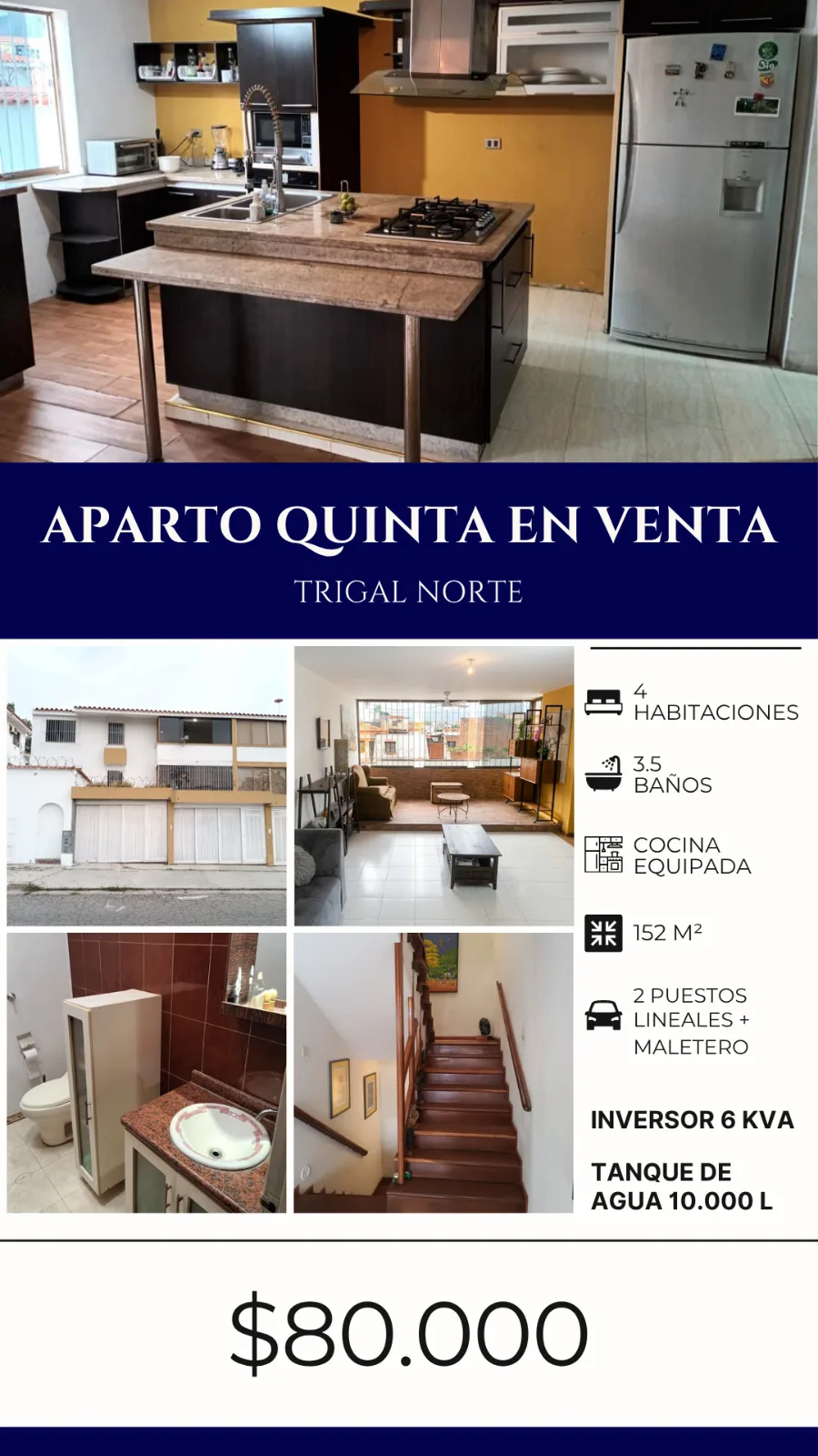Casa en Venta en Urb. Trigal Norte — 5 hab 152m² — USD 80,000