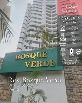 Apartamento en Res. Bosque Verde/ URB EL BOSQUE