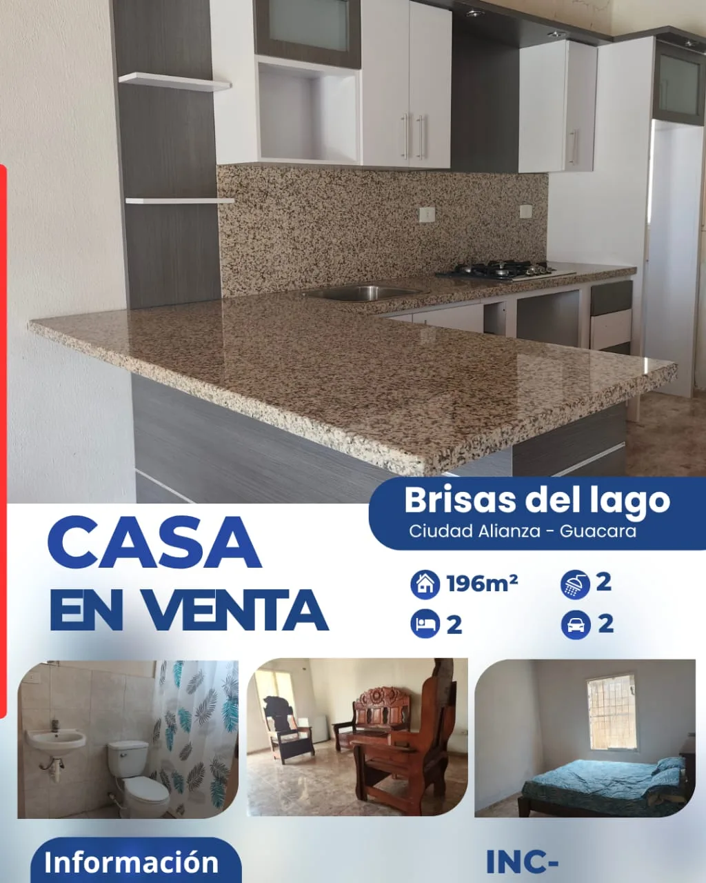 Casa en Venta en Brisas del Lago, Ciudad Alianza-Guacara — 2 hab 196m² — USD 43,500