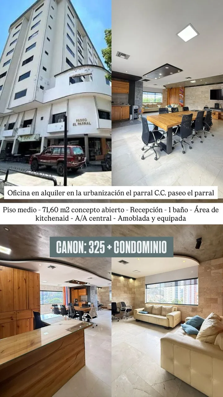 Oficina en Alquiler en Paseo El Parral 72m² — USD 325