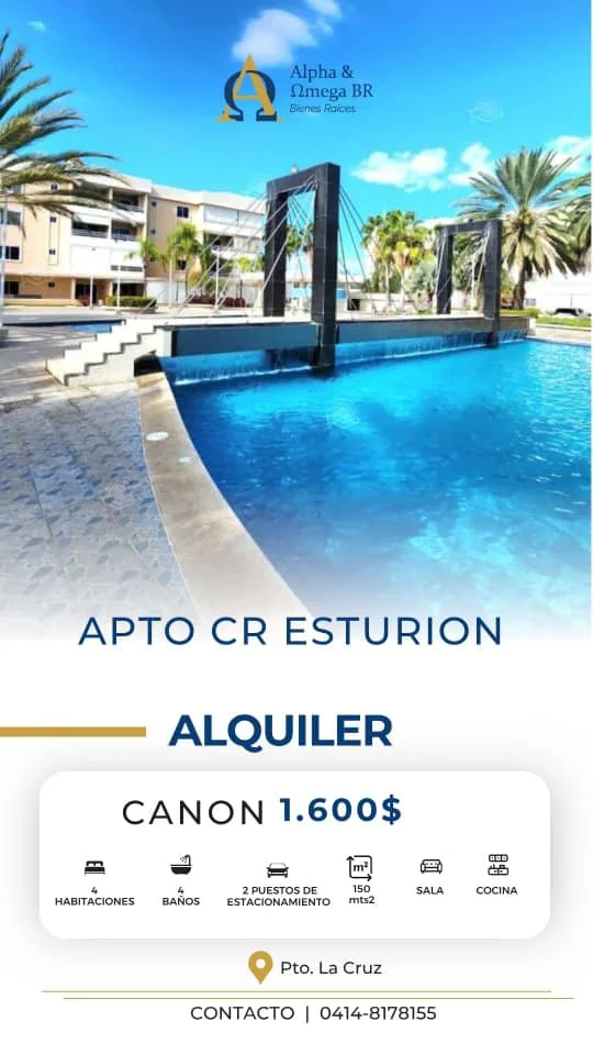 Apartamento en Alquiler en Conjunto Residencial Esturión — 4 hab 150m² — USD 1,600
