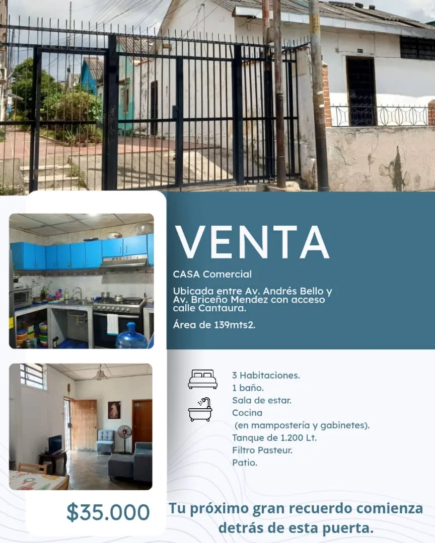 Casa en Venta en Av.Principal La Candelaria, Valencia, Edo. Carabobo — 3 hab 139m² — USD 35,000