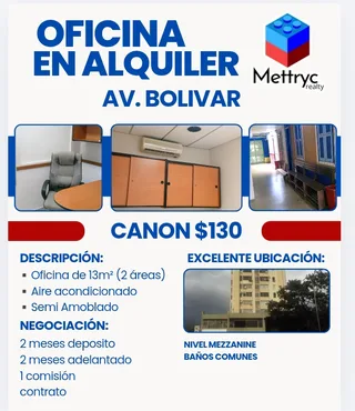 Oficina en Torre Valencia Av bolívar