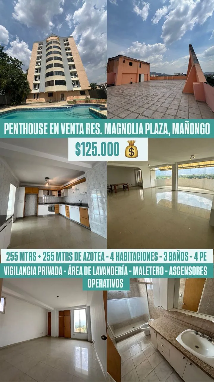 Penthouse en Venta en Residencia Magnolia Plaza, Mañongo, Valencia — 4 hab 255m² — USD 125,000