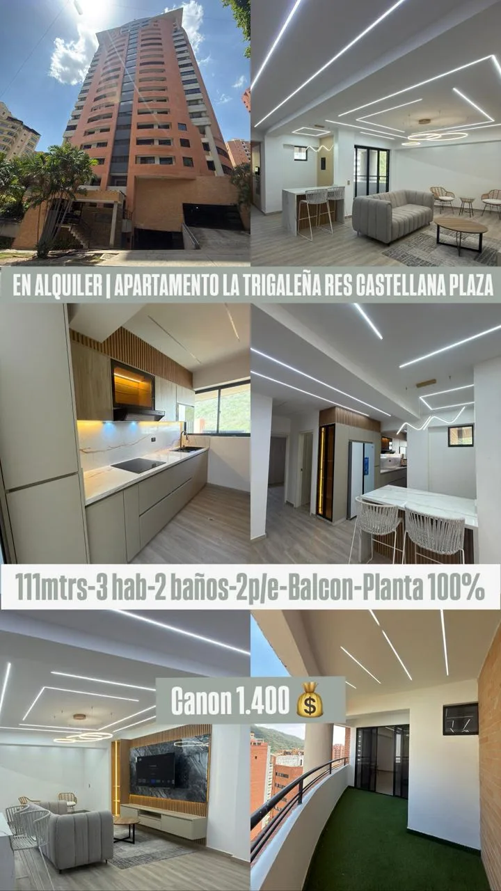Apartamento en Alquiler en La Trigaleña Res Castallana Plaza — 3 hab 111m² — USD 1,400