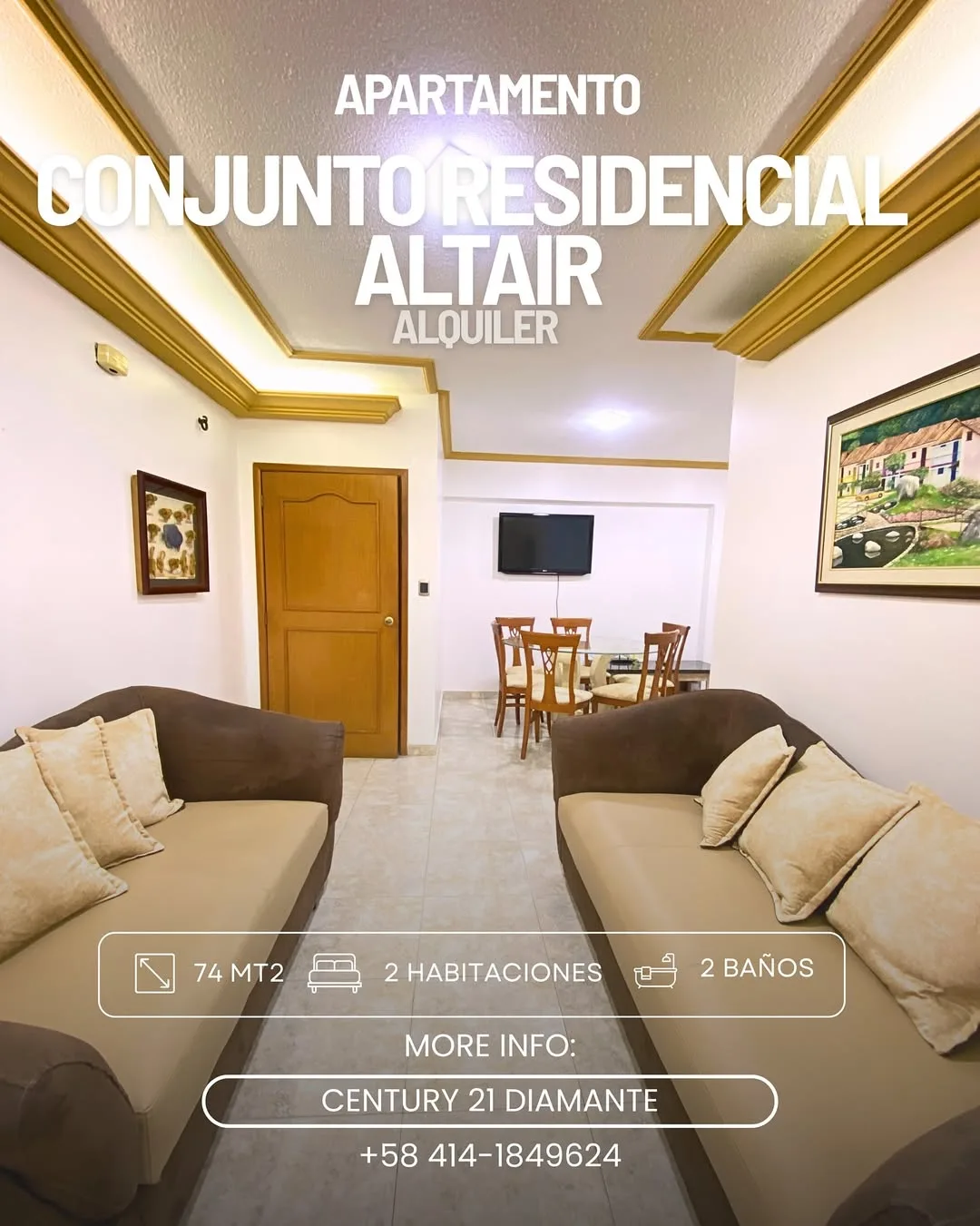 Apartamento en Alquiler en Lechería C.R Altaír — 2 hab 74m² — USD 600