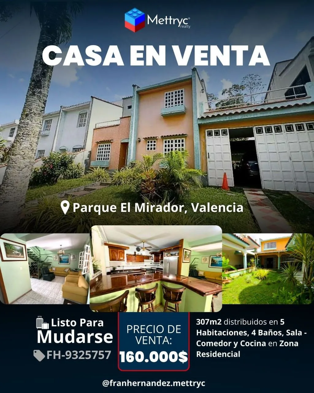 Casa en Venta en Parque El Mirador — 5 hab 307m² — USD 160,000