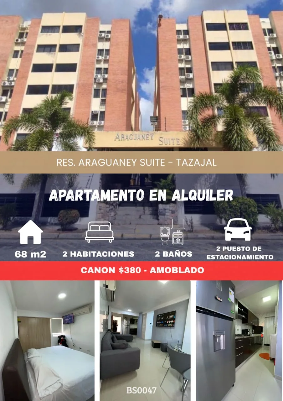 Apartamento en Alquiler en Residencias Araguaney Suite, Tazajal — 2 hab 68m² — USD 380