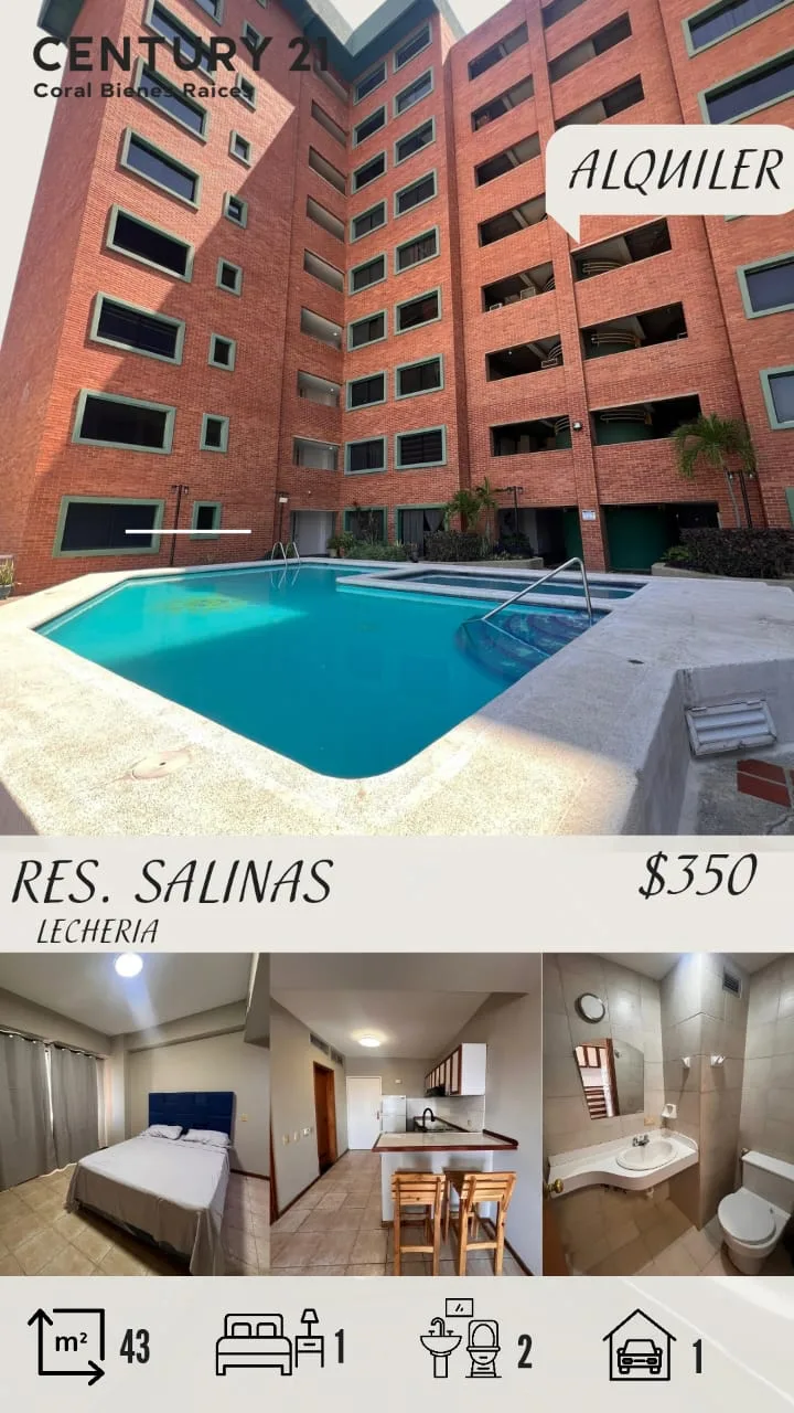Apartamento en Alquiler en Res. Las Salinas — 1 hab 43m² — USD 350