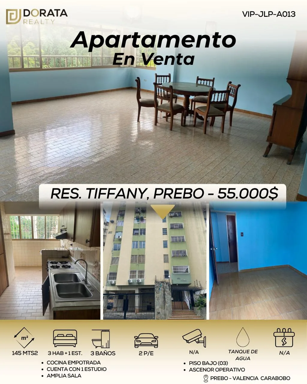 Apartamento en Venta en Prebo 1, Residencias Tiffany — 4 hab 145m² — USD 55,000