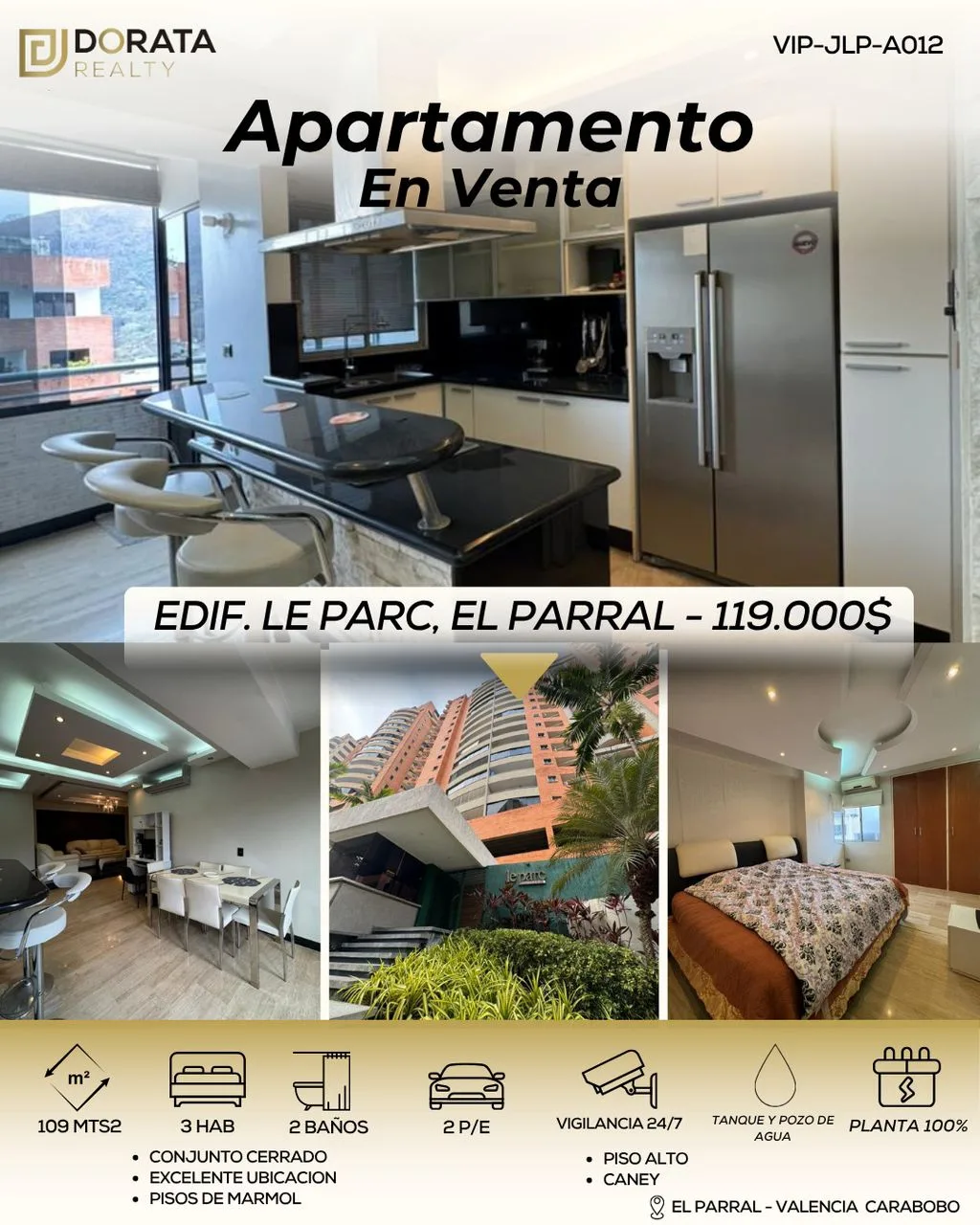 Apartamento en Venta en El Parral — 3 hab 109m² — USD 119,000