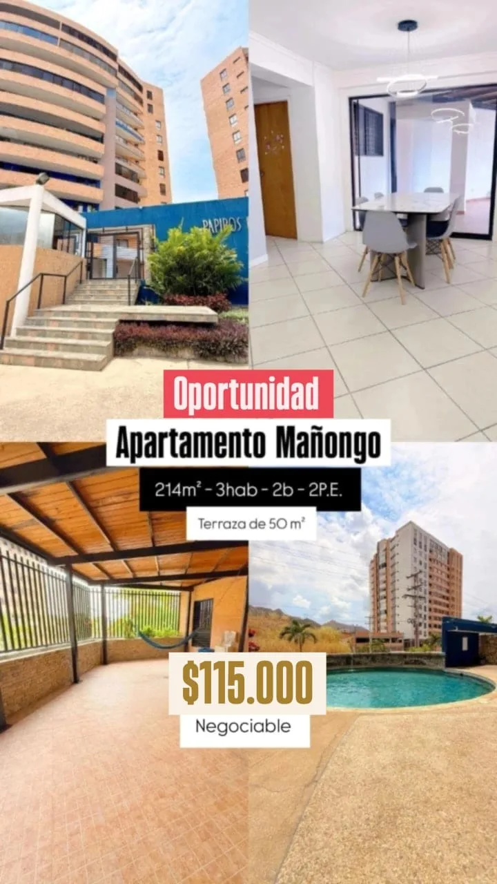 Apartamento en Venta en Urb. Mañongo — 3 hab 214m² — USD 115,000