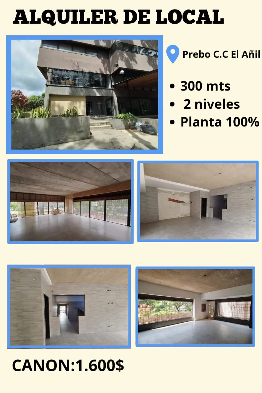 Local en Alquiler en C. C El Añil 300m² — USD 1,600