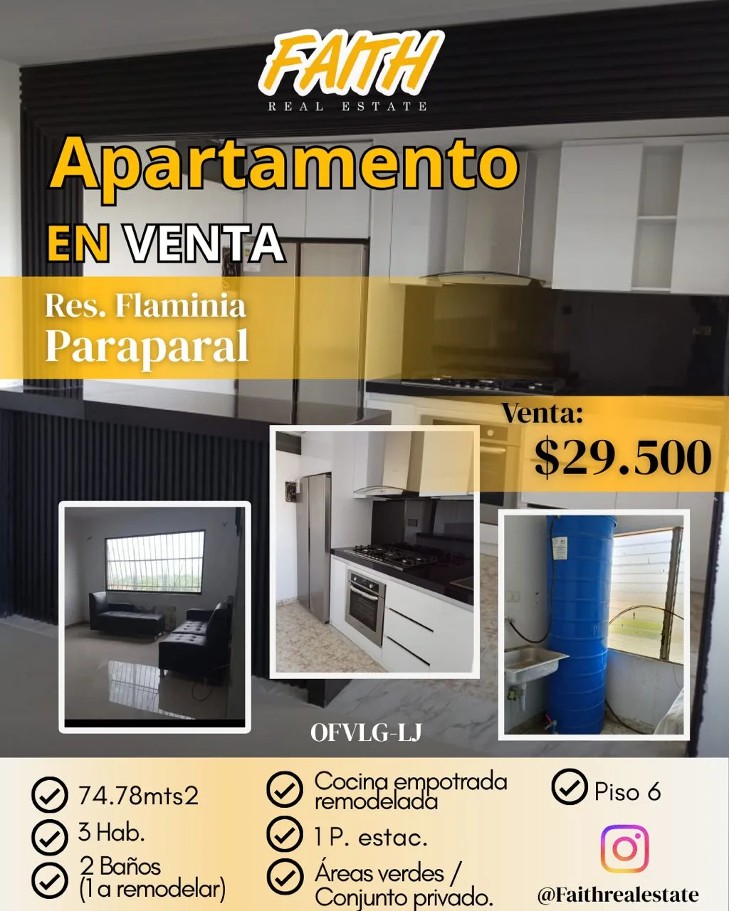 Apartamento en Venta en Urb.Paraparal/resid.Flaminia — 3 hab 75m² — USD 29,500