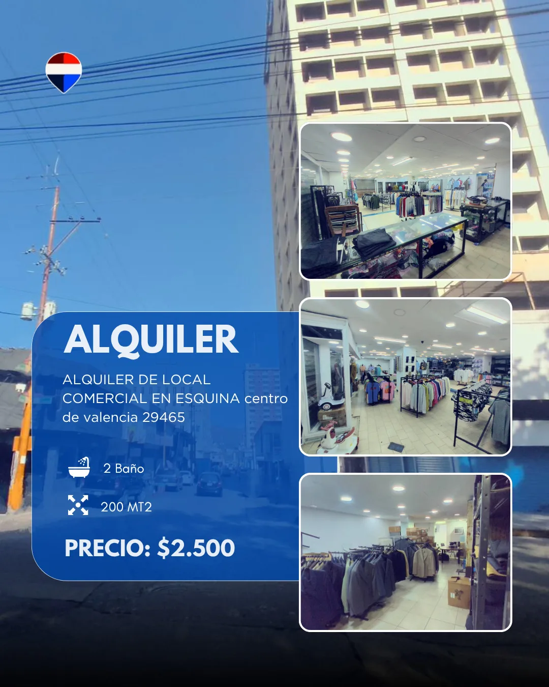 Local en Alquiler en Centro de Valencia 200m² — USD 2,500