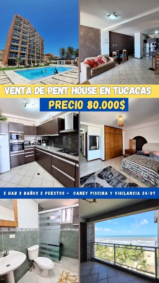 Penthouse en Venta en Tucacas - Edo. Falcon — 3 hab 137m² — USD 80,000