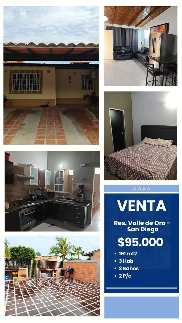 Casa en Venta en Valle de Oro - San Diego — 3 hab 191m² — USD 95,000