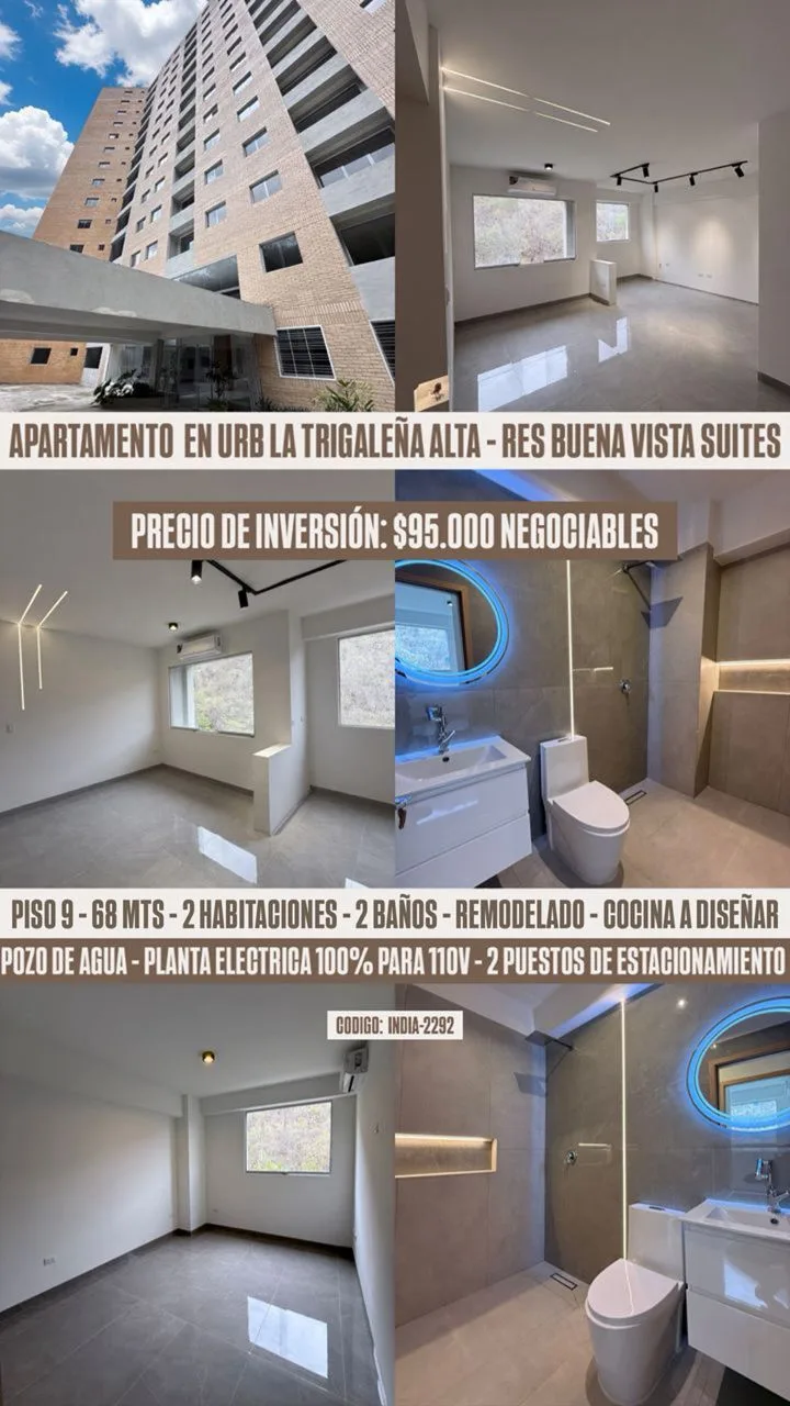 Apartamento en Venta en Urbanización La Trigaleña Alta — 2 hab 68m² — USD 95,000