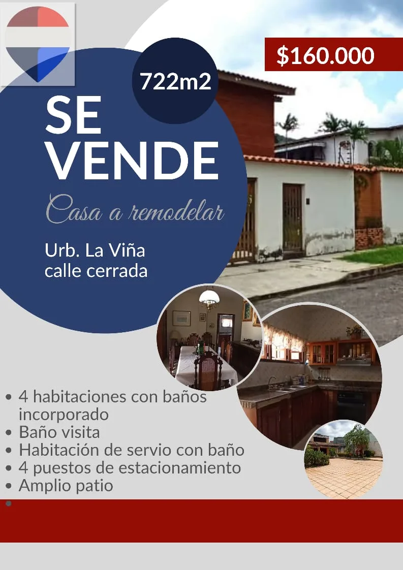 Casa en Venta en La Viña — 5 hab 722m² — USD 160,000