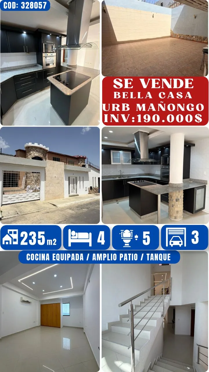 Casa en Venta en Urb. Mañongo — 4 hab 235m² — USD 190,000