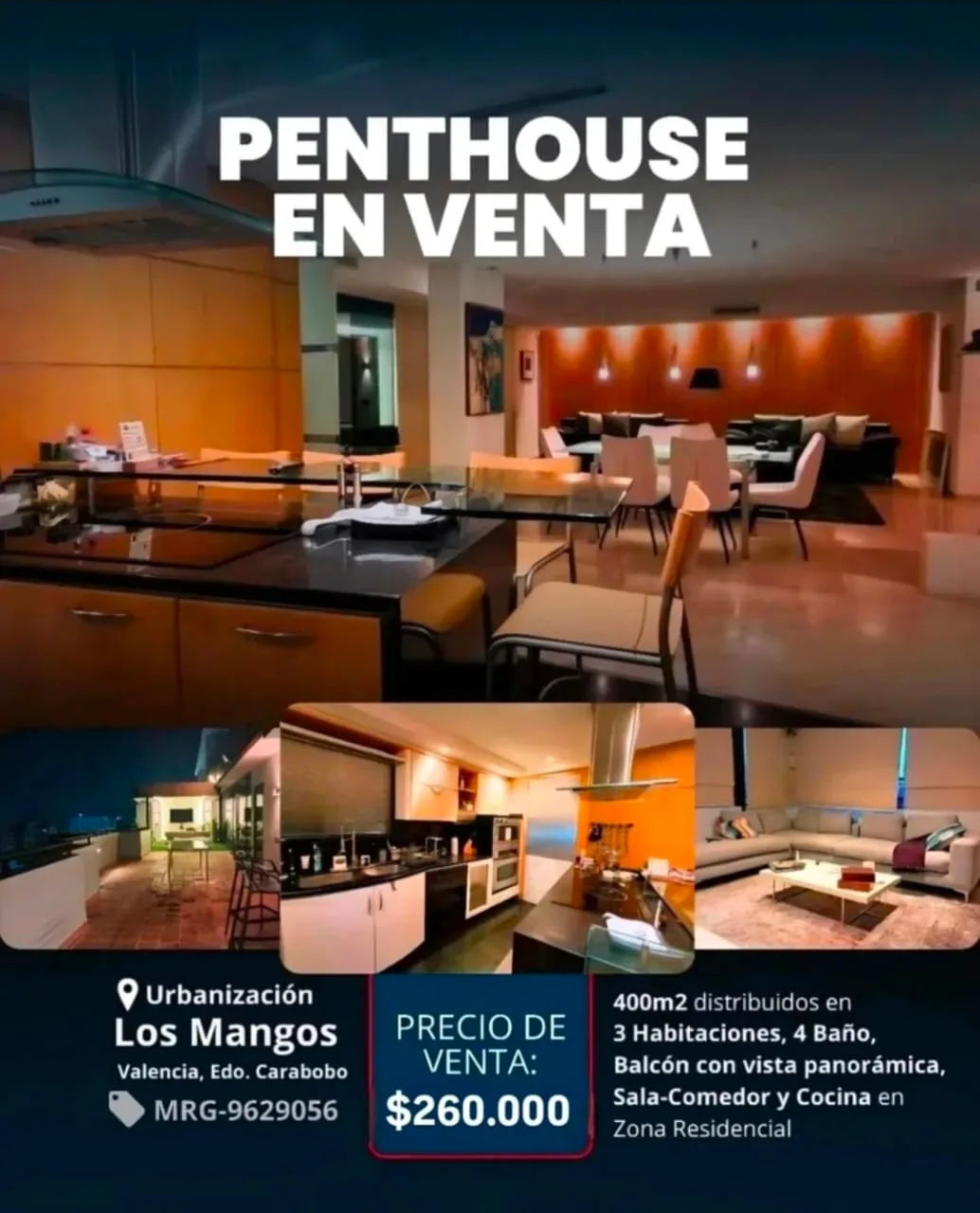 Penthouse en Venta en Los Mangos — 3 hab 400m² — USD 260,000
