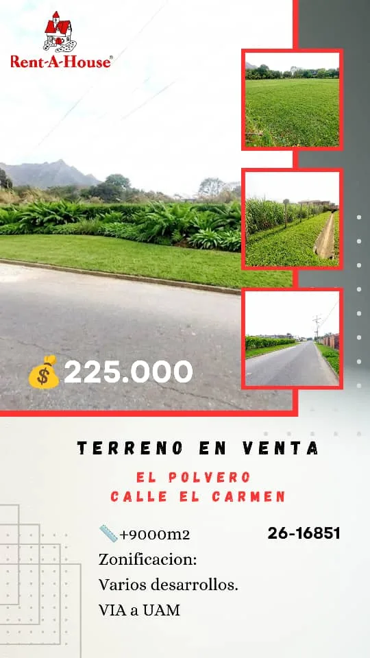 Terreno en Venta en El Polvero 9698m² — USD 225,000
