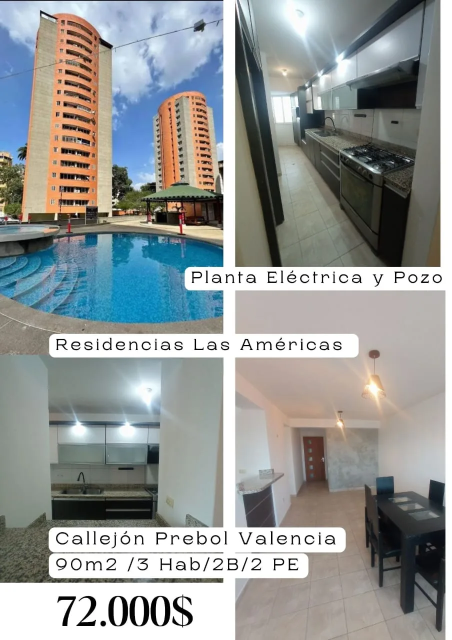 Apartamento en Venta en Residencias Las Américas, Callejón Prebol, Valencia — 3 hab 90m² — USD 72,000