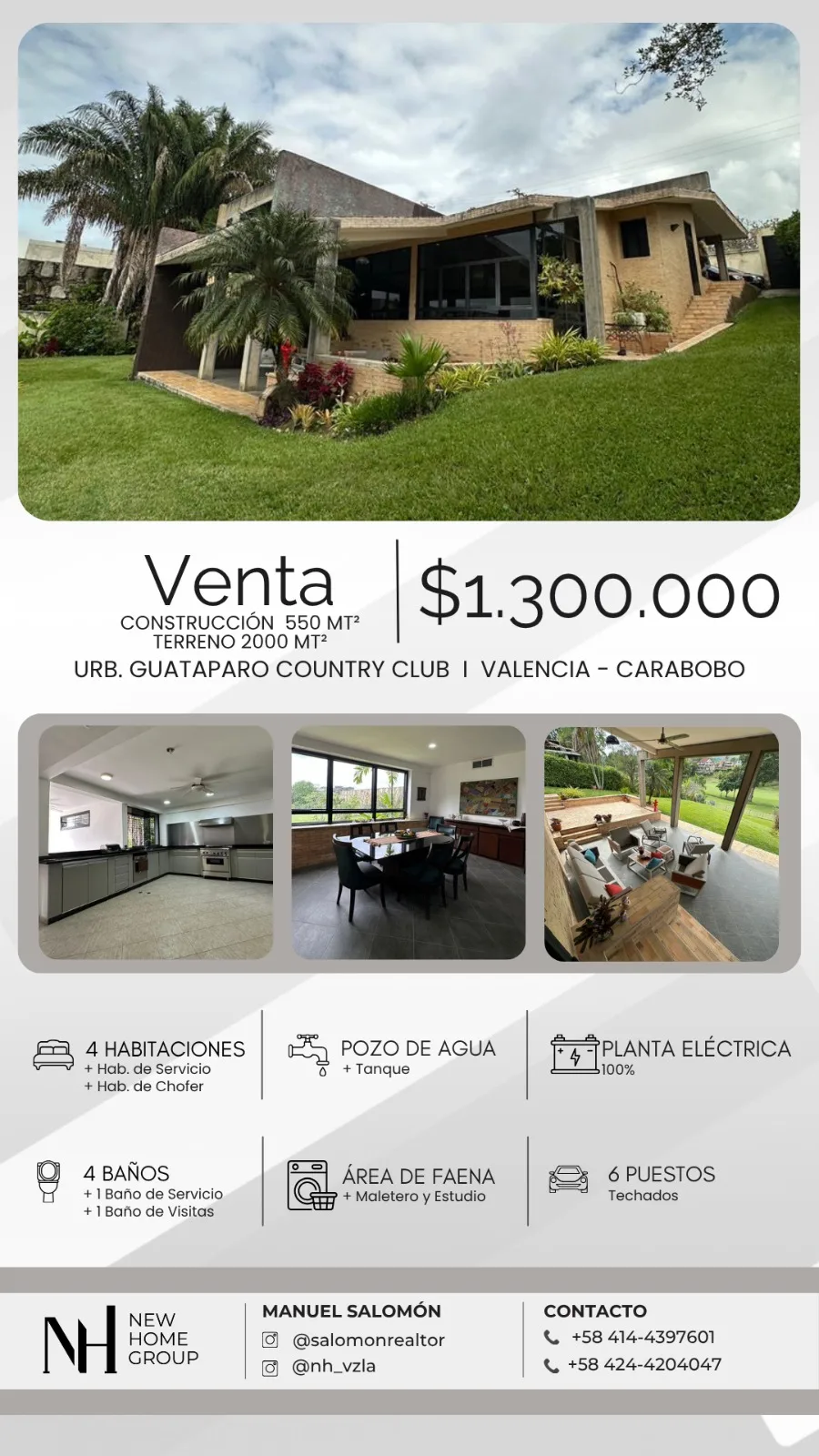 Casa en Venta en Urb. Guataparo Country Club — 5 hab 550m² — USD 1,300,000