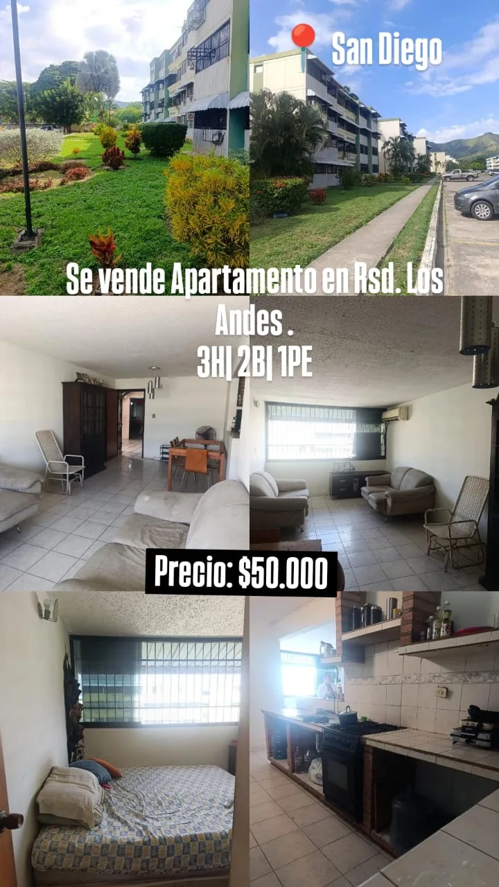 Apartamento en Venta en Residencias Los Andes, Urb. SAN DIEGO — 3 hab 77m² — USD 50,000