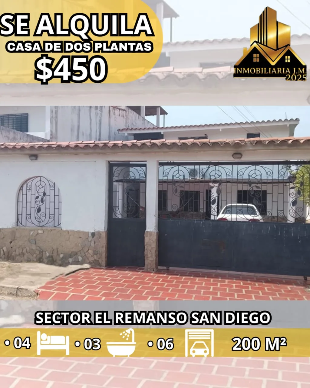 Casa en Alquiler en El Remanso San Diego — 4 hab 200m² — USD 450