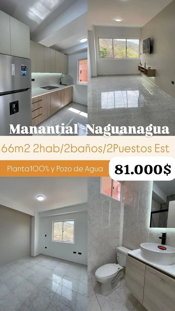 Apartamento en Venta en Res. Areka Suite. Urb. Terraza del Manantial, Naguanagua — 2 hab 66m² — USD 81,000