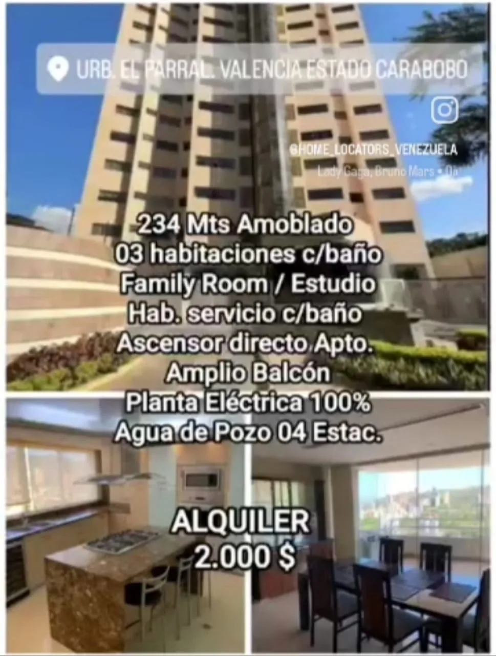 Apartamento en Alquiler en El Parral — 4 hab 234m² — USD 2,000