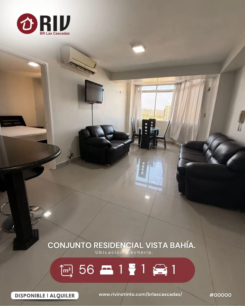 Apartamento en Alquiler en C.R Vista Bahía — 1 hab 56m² — USD 350