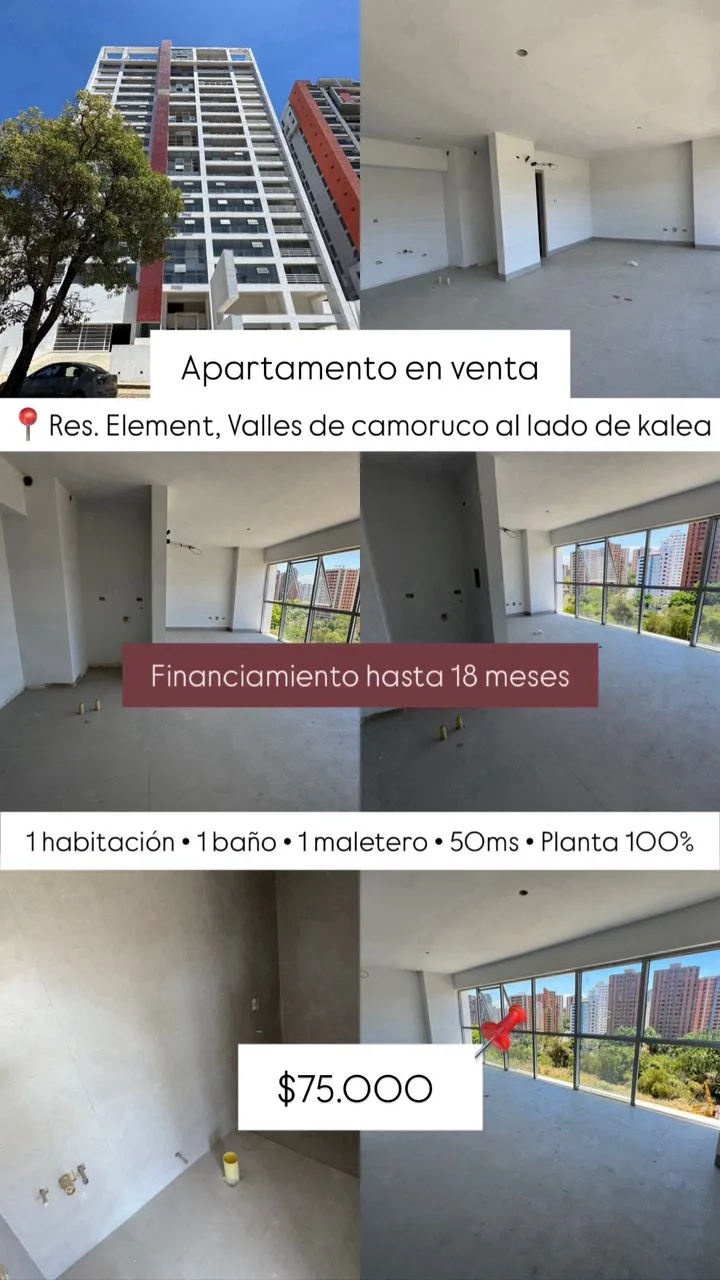 Apartamento en Venta en Valles de camoruco — 1 hab 50m² — USD 75,000