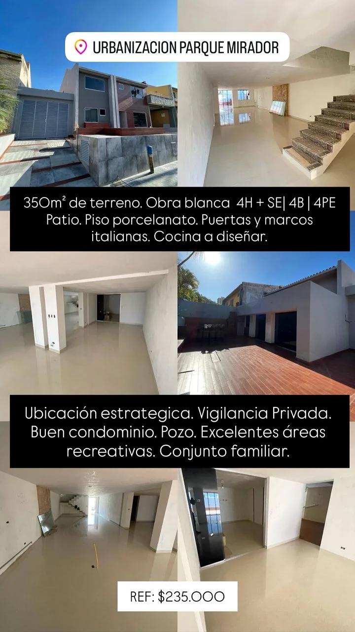 Casa en Venta en Parque Mirador — 4 hab 350m² — USD 235,000