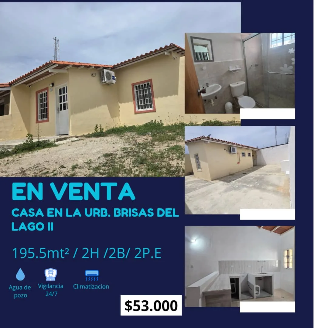 Casa en Venta en Brisas del Lago II — 2 hab 195m² — USD 53,000