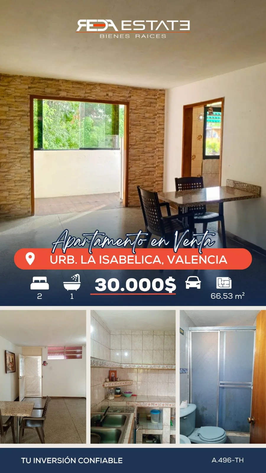 Apartamento en Venta en Urb. La Isabelica, Valencia — 3 hab 67m² — USD 30,000