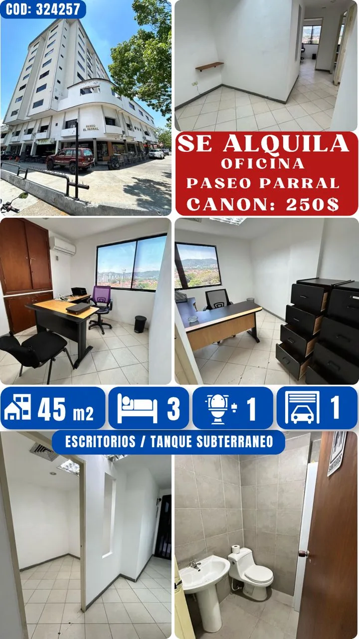 Oficina en Alquiler en CC Paseo El Parral 45m² — USD 250