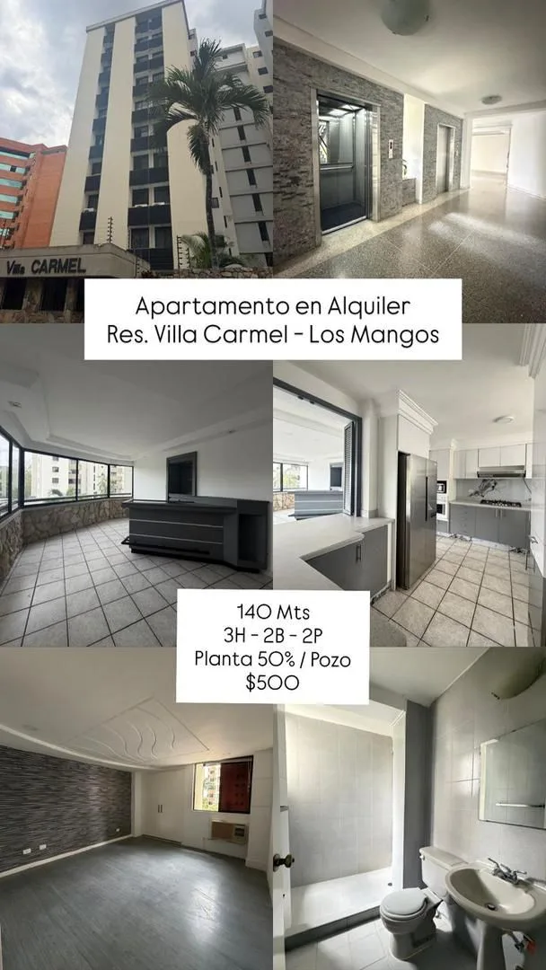 Apartamento en Alquiler en Los Mangos, Res. Villa Carmel — 3 hab 140m² — USD 500