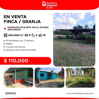 Terreno en Municipio Ricaurte via el estero
