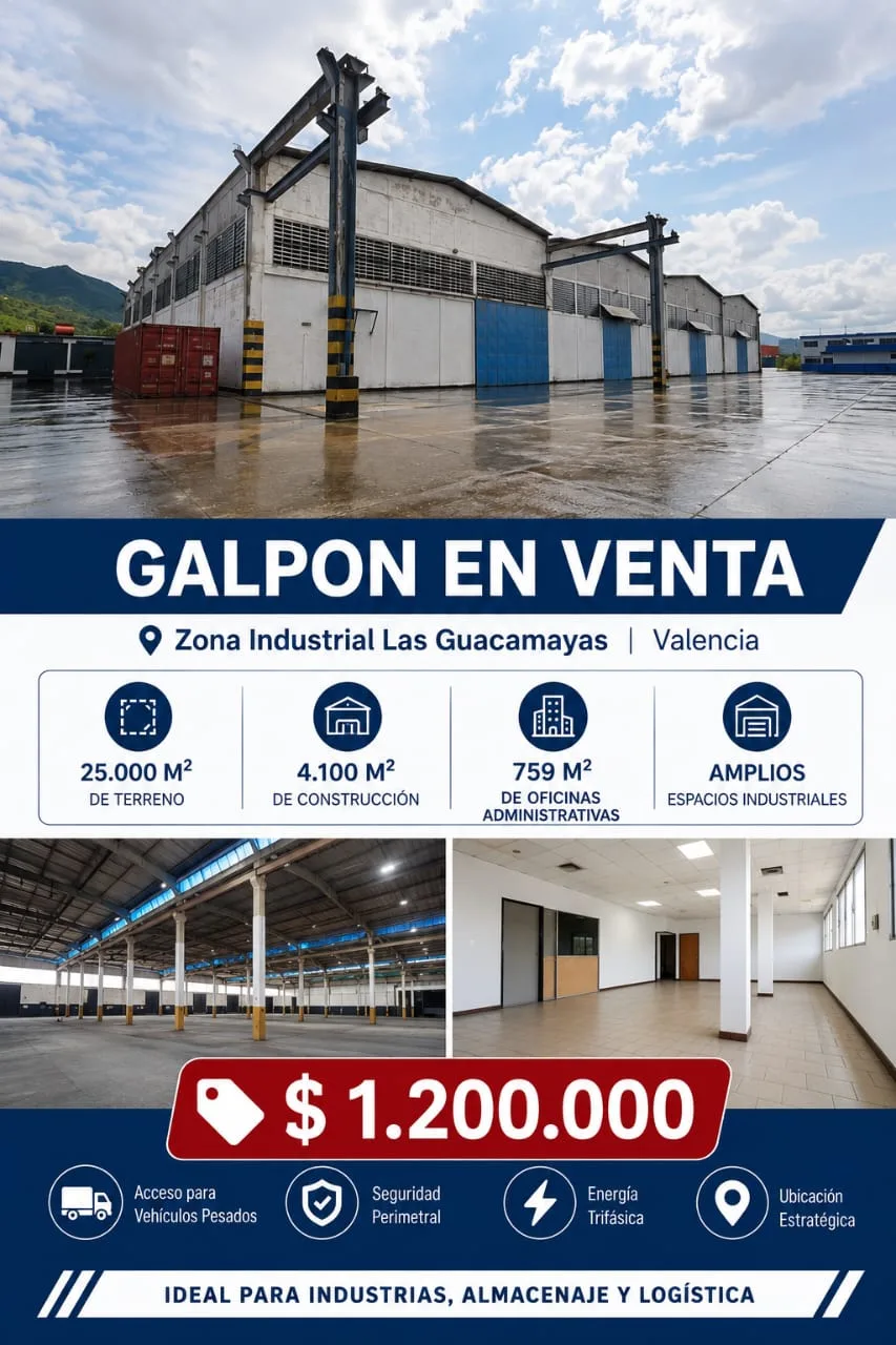Local en Venta en Zona Industrial La Guacamaya, Valencia 4100m² — USD 1,200,000