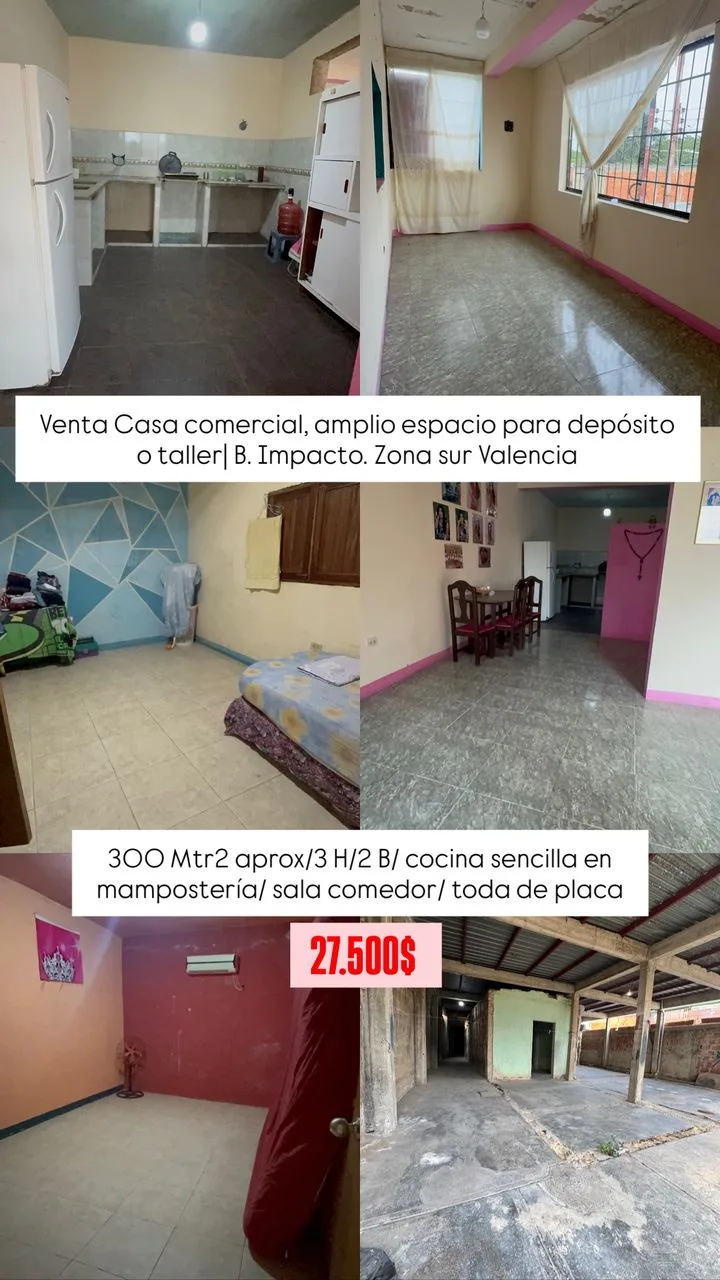 Casa en Venta en B. El Impacto, Zona Sur de Valencia — 3 hab 300m² — USD 27,500