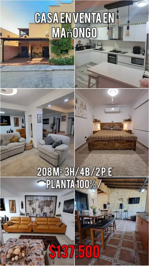 Casa en Venta en Mañongo — 3 hab 208m² — USD 137,500