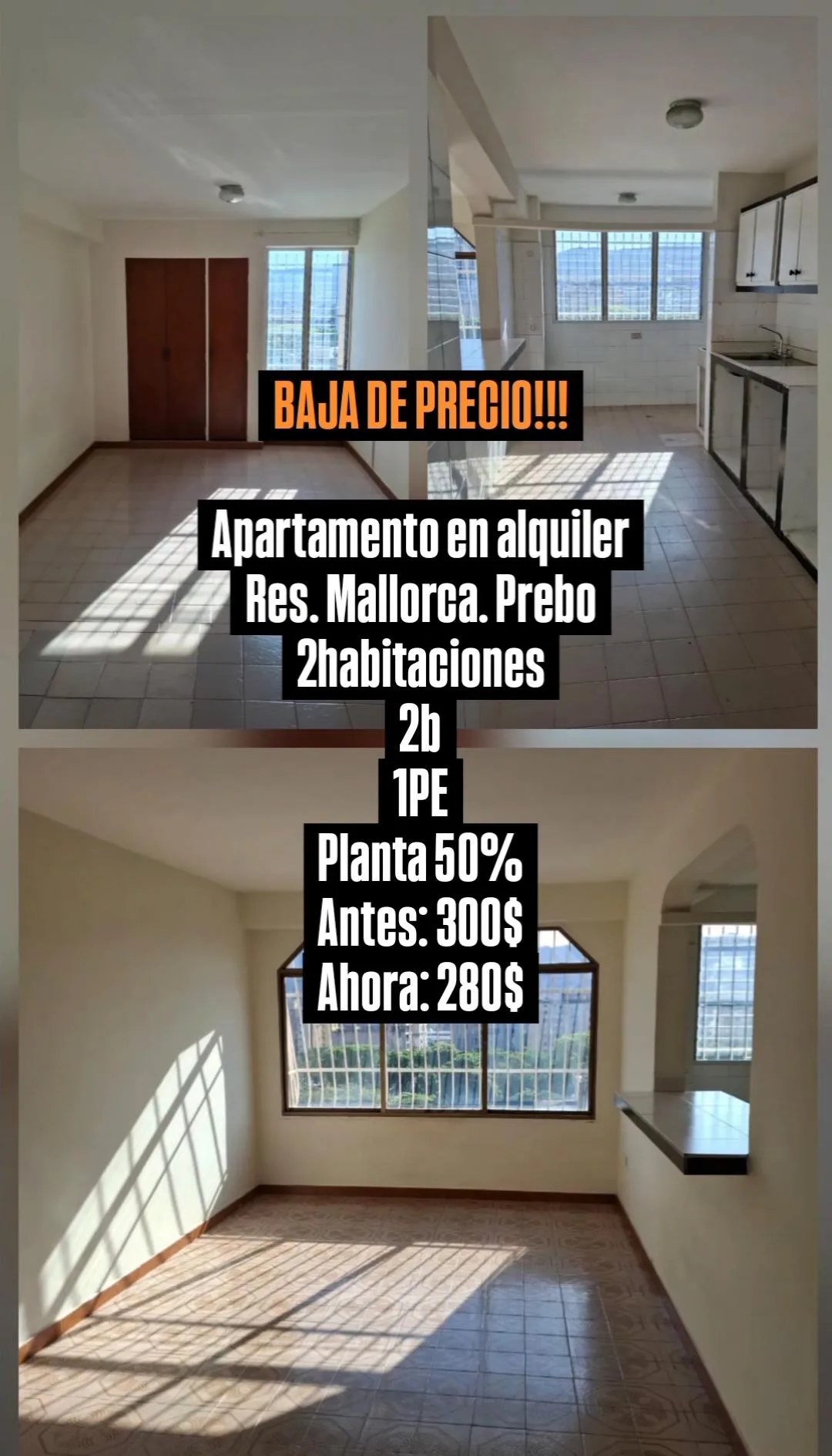 Apartamento en Alquiler en Residencias Mallorca, Urb. Prebo, Valencia — 2 hab — USD 280