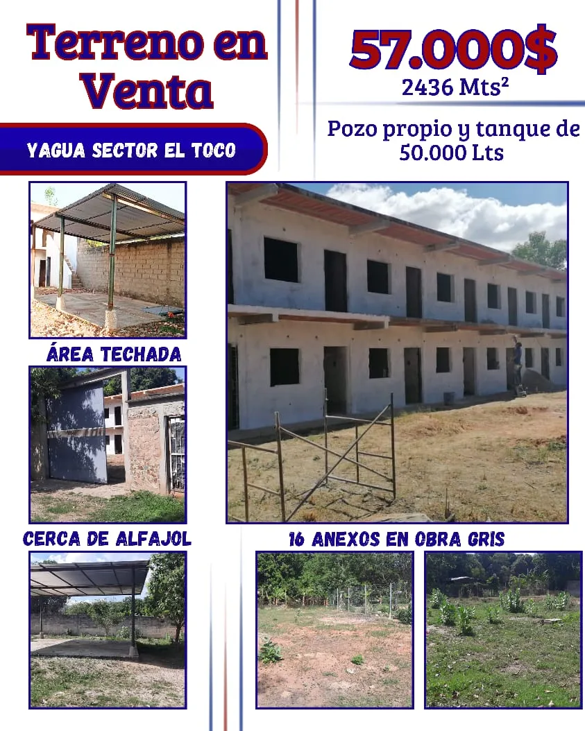 Terreno en Venta en Sector el Tocó 2436m² — USD 57,000